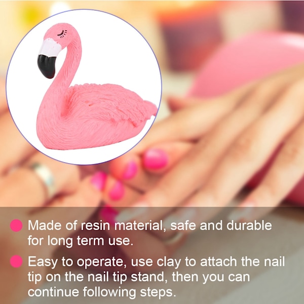 Manicure Practice Nail Tip Stand Resin Bird Shaped Faux Nail Display Holder Support (Pink)