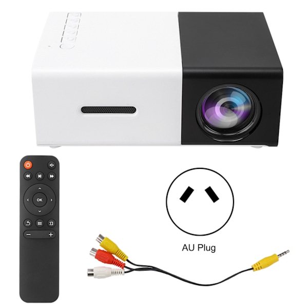LED Projektor Mini Håndholdt Bærbar YG300 med Multifunktionsgrænseflade Filmværktøj 110-240VAU