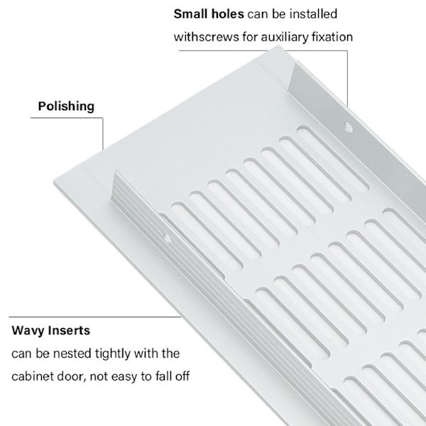 2 stk. Luftventilationsgitter Aluminiumlegering Rektangulær Ventilations Plade til Skab Sko Skab Garderobe 80x400mm