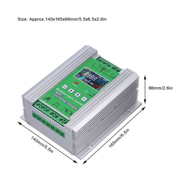 Vind- og solhybrid ladekontroller 1000W Høy Effektivitet Vind- og Solladekontroller for Feltmonitorering DC12V 24V 48V