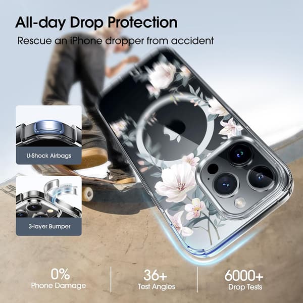 Kompatibel med iPhone 16 Plus magnetisk deksel, Gardenia-mønster iPhone 16 Plus