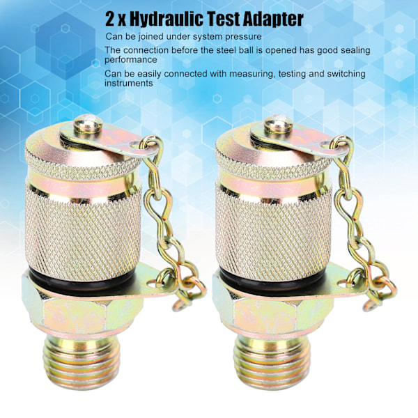 2 stk Hydraulisk Test Adapter Højtryks Slangefitting Målepunkt Kobling Værktøj M10 x 1‑M12 x 1.25
