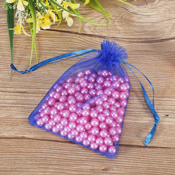 Premium Organza Bröllopsfest Favor Dekoration Present Godis Genomskinliga Påsar Påsar 9*12cm (Mörkblå)