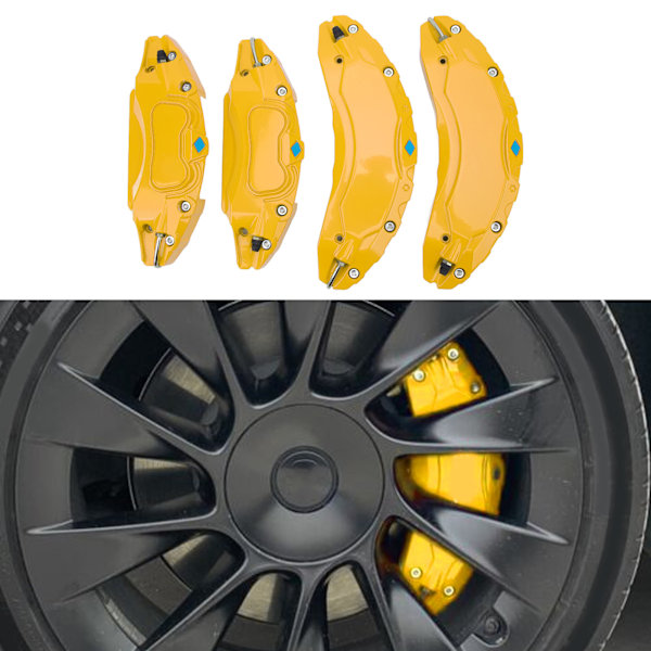 4 kpl Auton Jarrusatulakansi Alumiiniseoslevyjarru Satulan Suoja Vaihto Tesla Model 3 18 tuuman 19 tuuman Vanteille Napa Keltainen