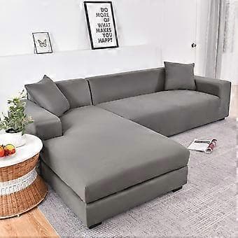 Elastisk sofatrekk, komfortabelt stretchstoff (Grå, 180-230cm)