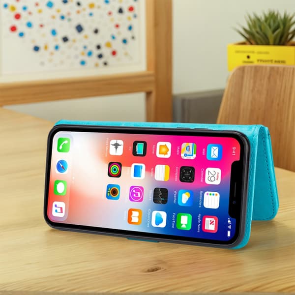 Wallet Case til iPhone 14 PRO MAX i LÆDER (3 kort) - ALLE FARVER blå