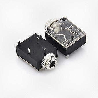 Sett med 10 3,5 mm Stereo Audio Socket-jakker med mutter - 5-pinners PCB-kontakter