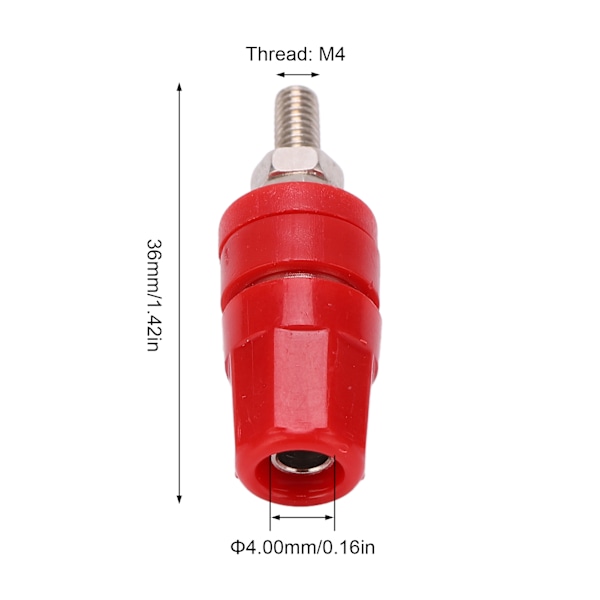 24.320 4.0mm Terminal Binding Post 24A Bananeplugger Kontakt for Høytalerforsterker Terminal Rød