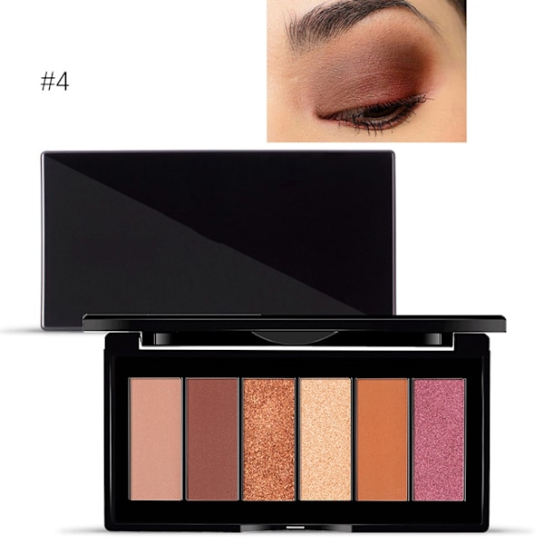 6 Farver Vandfast Langvarig Mat Glitter Øjenskyggepulver Palette (4#)