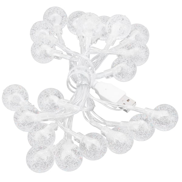 USB Ljusslinga 20LED Kristall Bubbla Bollformad Dekorativ Ljusslinga för Sovrum Fest Bröllop Camping Inomhus Utomhus