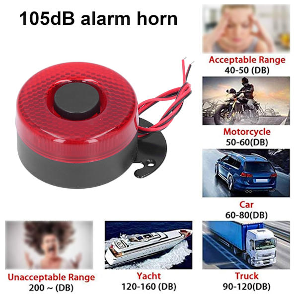Bilhorn 12V ABS 105dB Elektrisk Advarsels Horn med Blinkende LED-lys til Lastbil UTV ATV