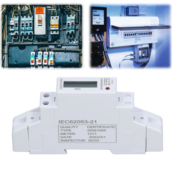Enfas Energimätare 1P Din-Skena Effekt Volt Digital Testare LCD-Display 5(50)A