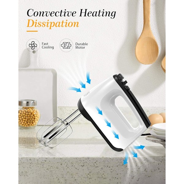 Professionell Elektrisk Handmixer, 400W Ultra Stark Kopparmotor, 6-Hastighetskontroll & Turbofunktion, Rostfria Tillbehör, Ergonomisk Design,