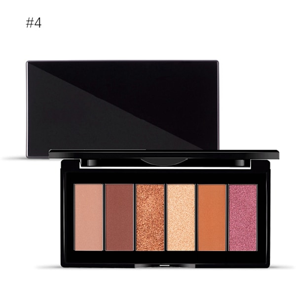 6 Farver Vandfast Langvarig Mat Glitter Øjenskyggepulver Palette (4#)