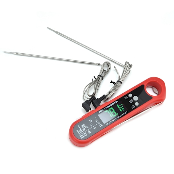 Vikbar Mattermometer Multi Probe Alarm Digital Temperaturmätare för Grill Ugn