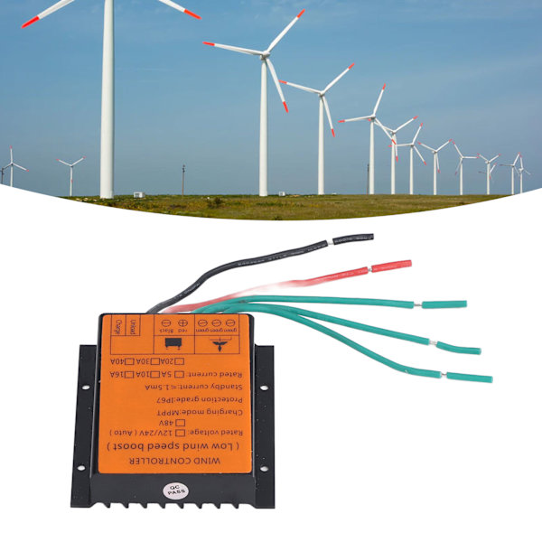 Vindladningsregulator 48V 600W MPPT Lavspenningslading IP67 Beskyttelse Trinn Opp Vindenergi Regulatorer 16A