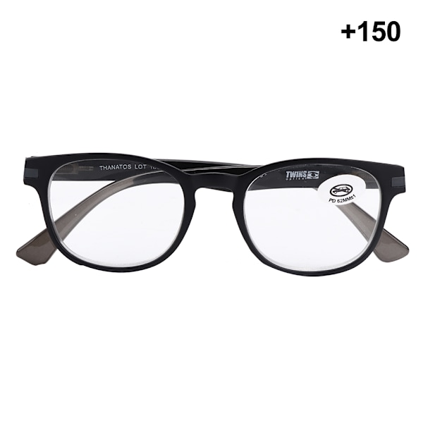 Unisex Lukulasit Pehmeällä Nenätyynyllä Kirkkailla Linseillä Ikäihmisille Miehille ja Naisille (Matta Musta Harmaa +150)