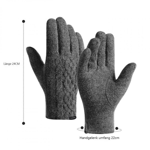 Strikkede vinterhandsker, unisex, touchscreen, elastiske, vindafvisende, sort, one size