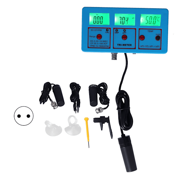 PH-118 Multiparameter Vattenkvalitetsmätare LCD Bakgrundsbelysning ORP PH EC TDS CF TEMP Testare Mätare EU-kontakt 220V