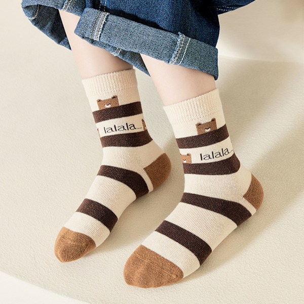 5 Par Baby Unisex Strumpor Halkfria Bomullsstrumpor Varma Strumpor Tecknade Strumpor för Småbarn Spädbarn S för 1‑3 År