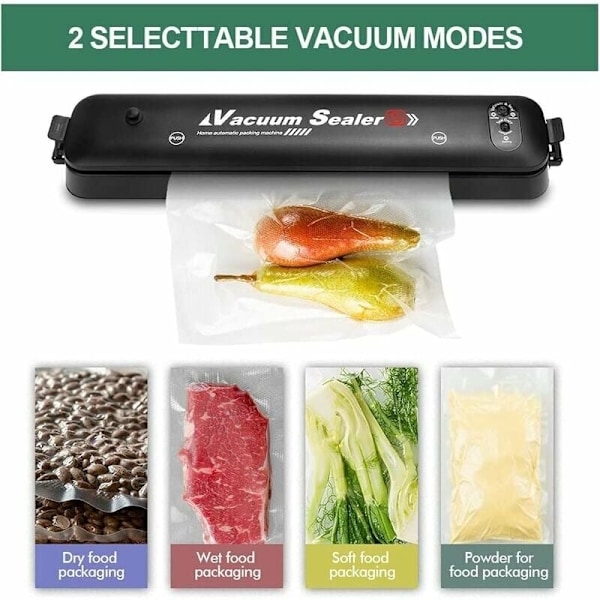 Vakuumförpackare för Hemmet, Sous Vide-vänlig med Automatisk Påsedetektering, Lätt att Använda för Snabb Användning, Inkluderar 10 Vakuumförpackningspåsar