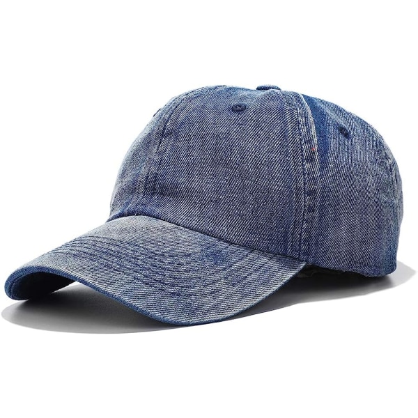 Tvättad cap Distressed Denim Bomull Dad Hat Justerbar P