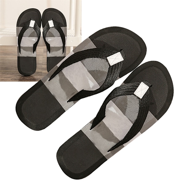Herrar Flip Flops Snabbtorkande Andningsbara Halksäkra Mjuka EVA Ergonomiska Strandtofflor Svarta 42