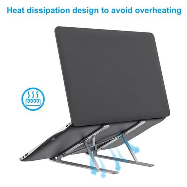 Foldbart Laptopstativ til Skrivebord, Skridsikkert Design Ergonomisk Holder, Justerbart Ventileret Notebookstativ med Silikonepuder til 10-16\" Laptops
