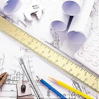 Studerende Tegner Lineal Ingeniørtegning Lineal Præcis Måling Lige Lineal
