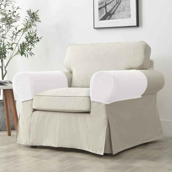 Set med 2 Jacquard Stretch Soffa Fåtölj Armstödsskydd Halkfria Möbelskydd Armstöd Överdrag för Soffa Vilstol