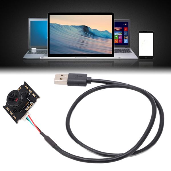 Kameramoduuli 0,3MP, USB-liitäntä, vääristymätön linssi, videokamera kaapelilla