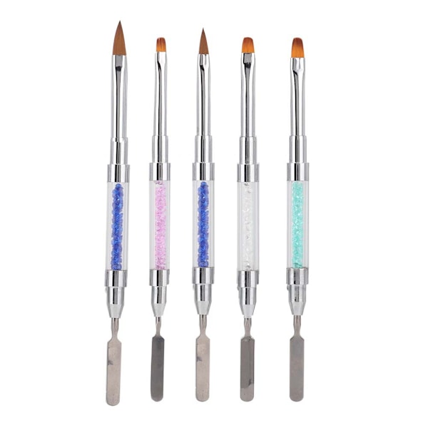 5 stk Dobbeltsidede Neglekunst Pensler Manicure Maling Neglelak Mixer Værktøj