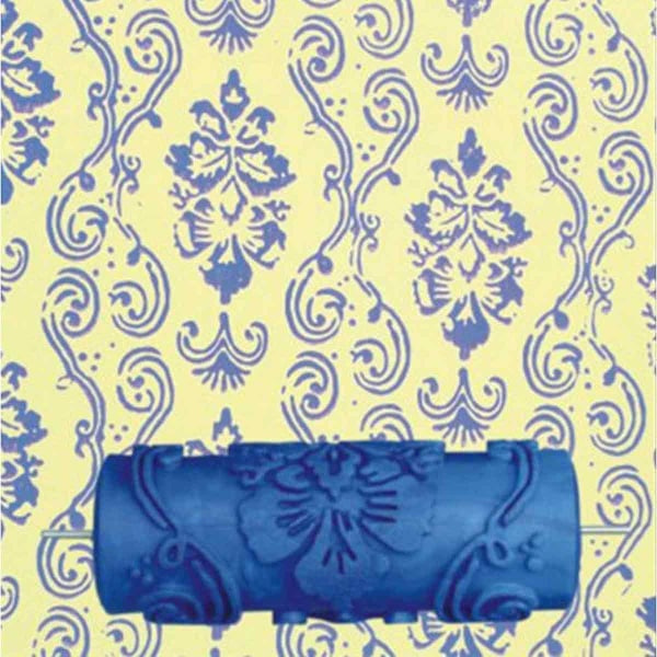 Kreativ Väggkonstpartner: Präglad Färgrulle, Serenity Damask-mönster, Dekorativ Gummiborste, Mönstrad Färgrulle För Vattenbaserad Färg