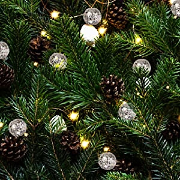 Lampor för rumsinredning, silverfärgade LED-globelampor för festbelysning, 50 LED, transparent kabel, lättanvänd strömbrytare, LED-dekorationsbelysning med kontakt
