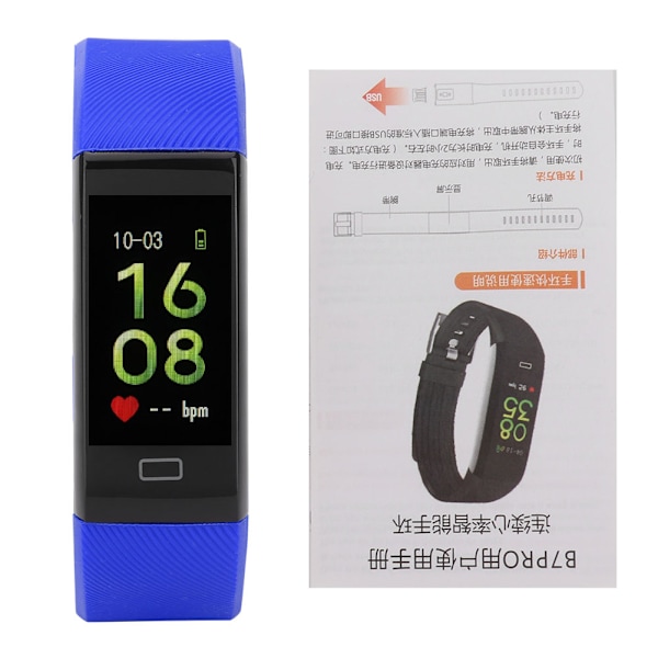 Multifunktionell Smart Vattentät Armband Sport Sömn Hjärtfrekvens Påminnelse Klocka (Blå)