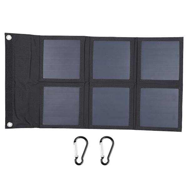 30W Solpanel Vikbar Väska Portabel Solcellsladdare Utomhus Mobil Strömladdare Svart