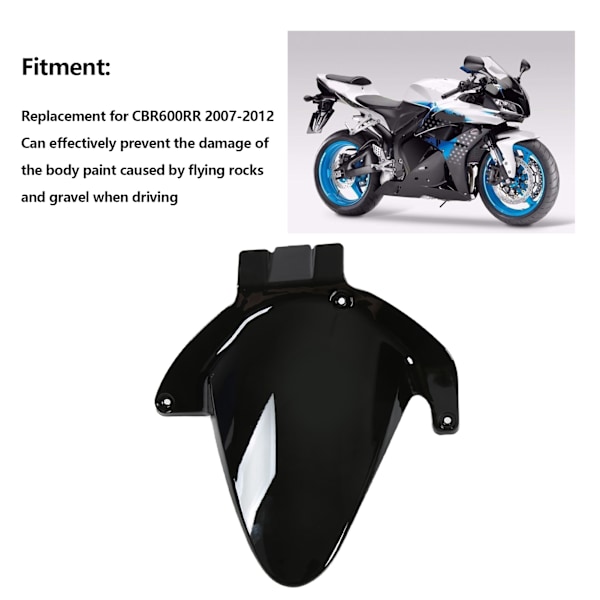 Motorcykel Bakskärm Däckkramare Stänkskydd Ersättning för CBR600RR 2007‑2012 Svart