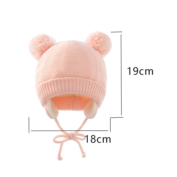 Lasten palmikkopipo, lämmin korvasuoja lasten neulepipo pink