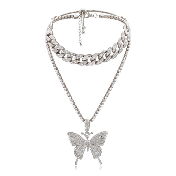 Butterfly Cuban Link Necklace Set-Women Hip Hop Necklace Chain I