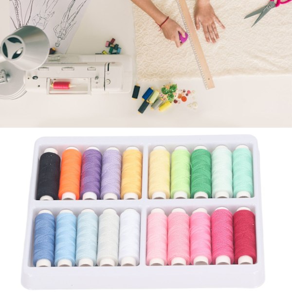 20 Färger Sytrådar Kit 100m Polyester Sytråd Mångsidiga DIY Sytrådsspolar för Att Göra Kläder Hantverk 20 Färger Färgat Set