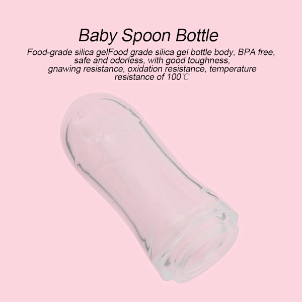 90ml Silikon Baby & Toddler Foderflaske med Ske Spædbarnsmad Grød Squeezer Feeder Pink