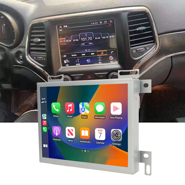 Bilmultimediaspelare 8.8 tum pekskärm Radio GPS Navigation Trådlös Carplay Ersättning för Dodge Challenger RAM 4+32G