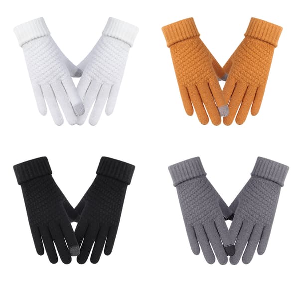 4 par dame vinter touch screen handsker varme fleeceforede strikkede handsker elastisk manchet vinter teksting handsker
