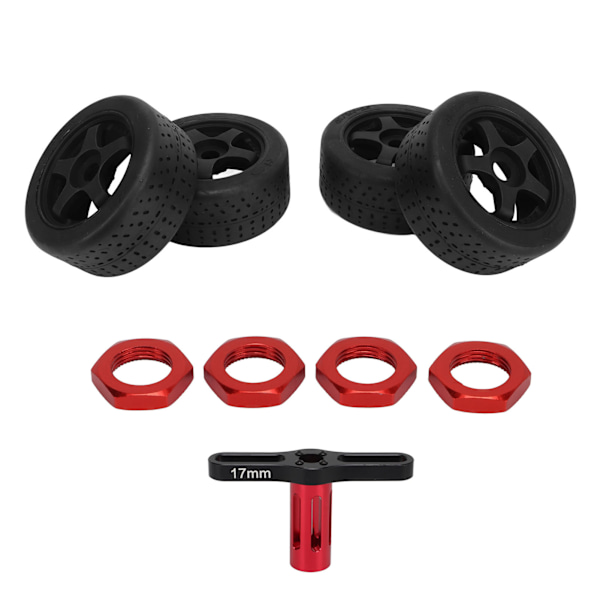 4st RC Däck 17mm Hex Plastfälgar Gummidäck Set 5-Ekrar RC Hjul för ARRMA INFRACTION V2 FELONY EX 07 1/7 RC Bil Svart