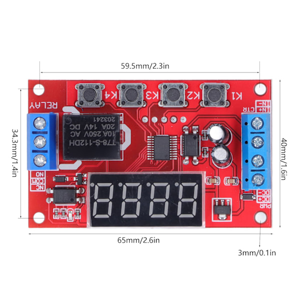 12V Relämodul Digital Tidfördröjning Programmerbar Triggerbrytare med Optokopplare Isolering