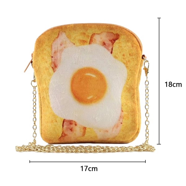 Butter Toast Skulderveske,Cute Plush Food Crossbody Handbag for