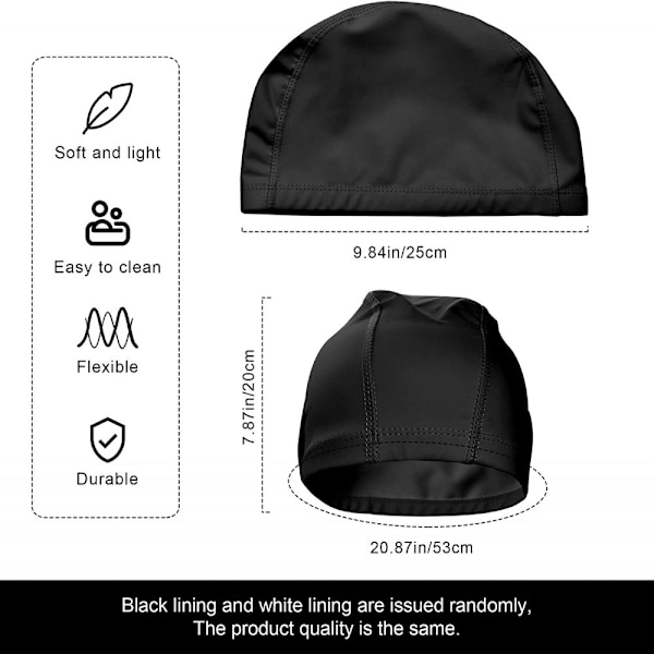 Vattentäta Solskydd Unisex Badmössor, Ergonomisk 3D-design För Öronskydd, Flexibelt Nylon Spandex-tyg, Svart, 2 st
