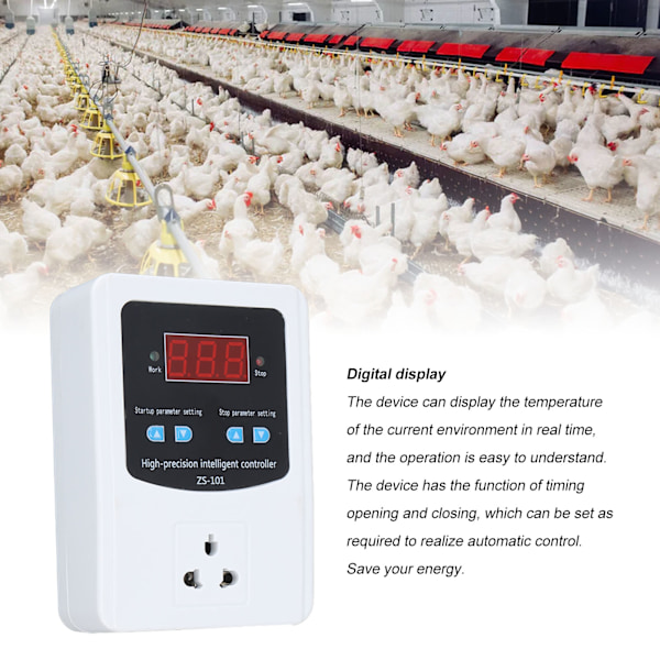 Digital Temperaturregulator 1500W 10A LCD-Skärm Digital Termostatregulator för Inkubator Bryggning Växthus AU-kontakt 220V