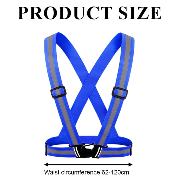 Elastisk Justerbar Refleksvest 1 Full Stropp Nattløping Trafikk Nattkonstruksjon 2 Full Vest Blue