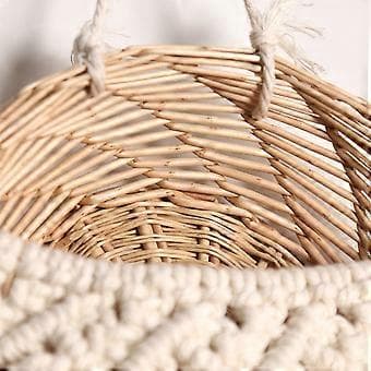 väggbonad boho dekor, väggdekor, med träpärlor dekor makramé väggkorg, 85*25cm